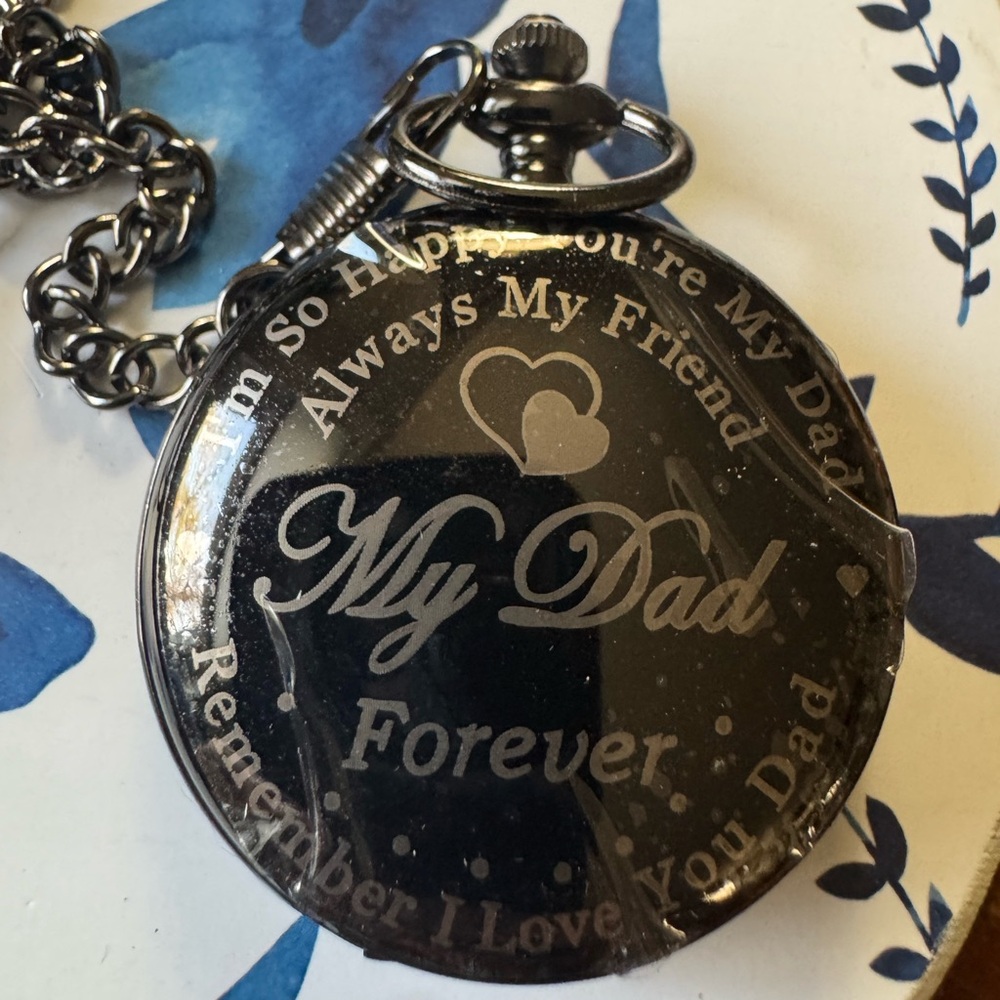 Engraved Black Pocket Watch